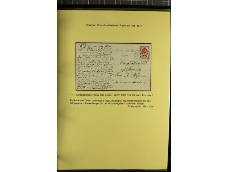 1858/1917, 60 Briefe, Karten und Ganzsachen mit kyrillischen Einkreisstempeln, Type 1-5 nach Hurt/Ojaste, auf beschrifteten A