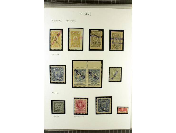 FISKALMARKEN: 80 Albumblatter mit viele hundert Lokalmarken und Dokumente, meist aus 1918-45, dabei viel Material aus Lwow, S