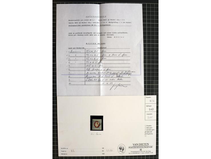 1858/1879, ungebrauchter und gestempelter Posten mit u.a. Mi.-Nr. 6 mehrfach, 7 mehrfach, 8IIka, 9Ixbk etc., etliches signier