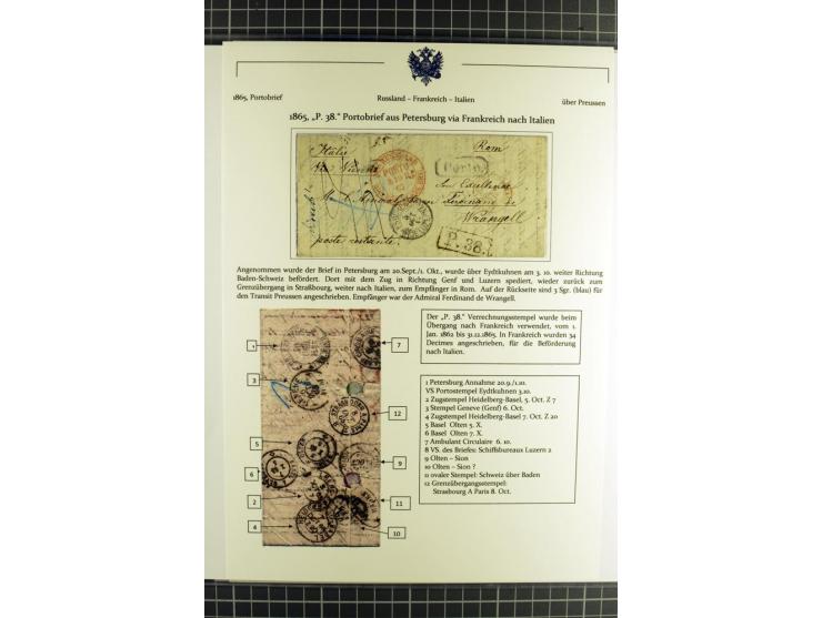 1800/80 (ca.), über 70 markenlose Auslandsbriefe, dabei verschiedene Grenzübergangsstempel, Tax-Vermerke, Destinationen etc.,
