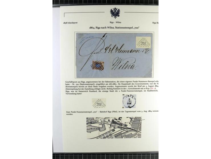 1858/71 (ca.), Punkt-Nummernstempel, Sammlung mit 49 Briefen und Ganzsachen, dabei seltene Stempel, überwiegend auf Ausstellu