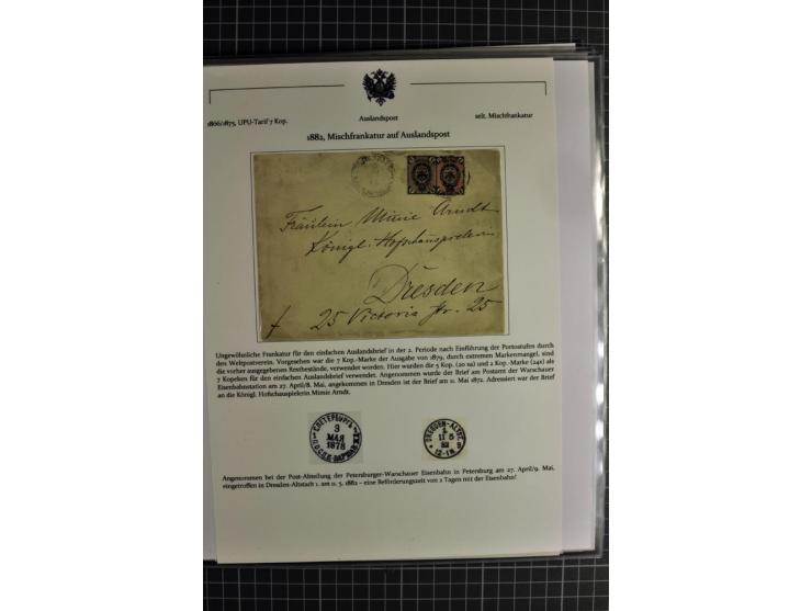 1860/1914 (ca.), Sammlung von über 80 frankierten Auslandsbriefen und Karten, dabei Reco, Buntfrankaturen, Transitstempel etc