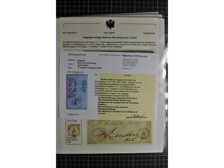 1860/1914 (ca.), Sammlung von über 80 frankierten Auslandsbriefen und Karten, dabei Reco, Buntfrankaturen, Transitstempel etc