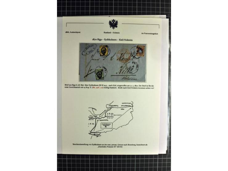 1860/1914 (ca.), Sammlung von über 80 frankierten Auslandsbriefen und Karten, dabei Reco, Buntfrankaturen, Transitstempel etc