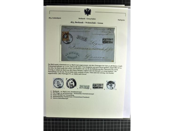 1860/1914 (ca.), Sammlung von über 80 frankierten Auslandsbriefen und Karten, dabei Reco, Buntfrankaturen, Transitstempel etc