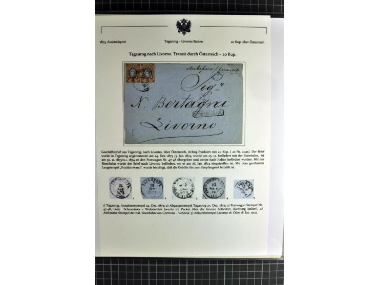 1860/1914 (ca.), Sammlung von über 80 frankierten Auslandsbriefen und Karten, dabei Reco, Buntfrankaturen, Transitstempel etc