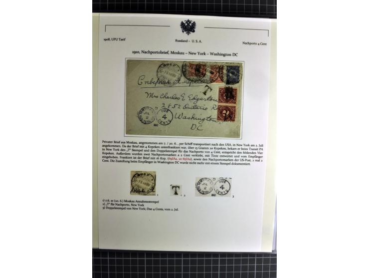 1860/1914 (ca.), Sammlung von über 80 frankierten Auslandsbriefen und Karten, dabei Reco, Buntfrankaturen, Transitstempel etc
