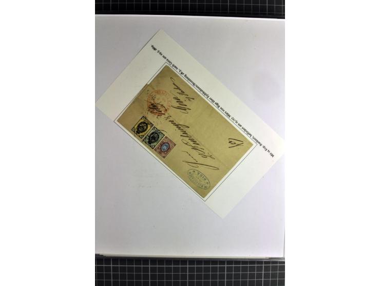 1860/1914 (ca.), Sammlung von über 80 frankierten Auslandsbriefen und Karten, dabei Reco, Buntfrankaturen, Transitstempel etc