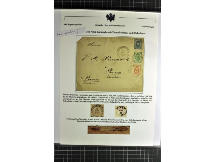 1860/1914 (ca.), Sammlung von über 80 frankierten Auslandsbriefen und Karten, dabei Reco, Buntfrankaturen, Transitstempel etc