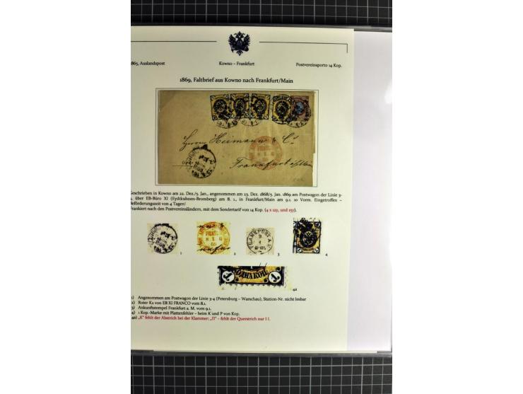1860/1914 (ca.), Sammlung von über 80 frankierten Auslandsbriefen und Karten, dabei Reco, Buntfrankaturen, Transitstempel etc