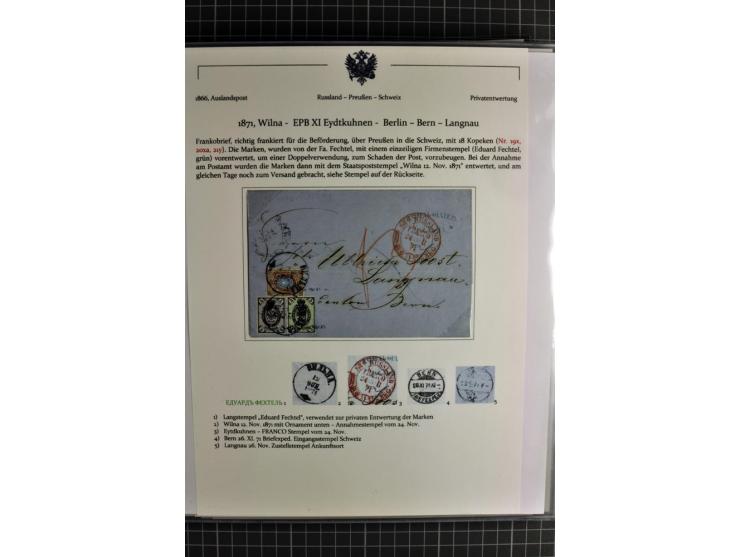 1860/1914 (ca.), Sammlung von über 80 frankierten Auslandsbriefen und Karten, dabei Reco, Buntfrankaturen, Transitstempel etc