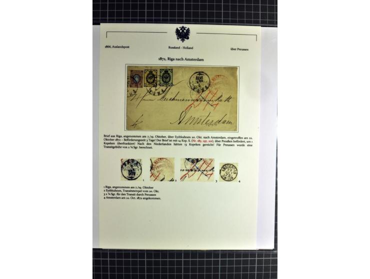 1860/1914 (ca.), Sammlung von über 80 frankierten Auslandsbriefen und Karten, dabei Reco, Buntfrankaturen, Transitstempel etc