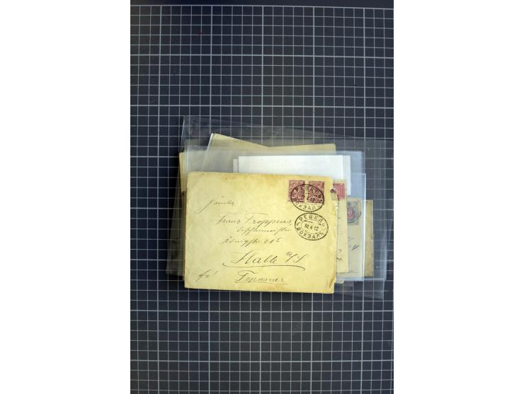 1860/1914 (ca.), 34 Briefe und Karten mit Bahnpoststempeln, dazu 4 Belege mit Schiffspoststempeln, dabei Reco und Auslandspos