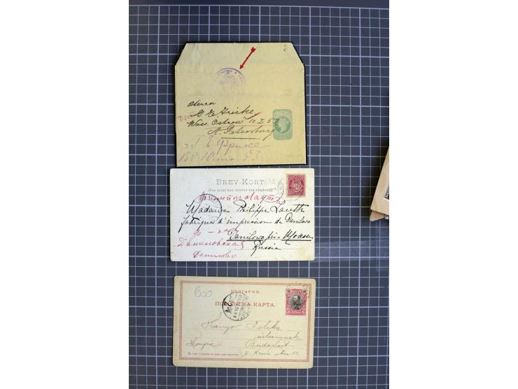 1860/1914 (ca.), Partie Briefe, Karten und Ganzsachen nach Rußland bzw. Transit Rußland, dabei interessante Belege