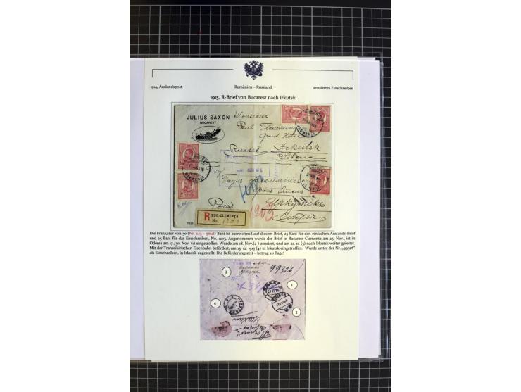 1860/1914 (ca.), Partie Briefe, Karten und Ganzsachen nach Rußland bzw. Transit Rußland, dabei interessante Belege