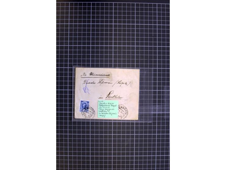 1913/15, 10 Briefe bzw. Paketkarten mit hohen Romanow-Frankaturen, teils mit üblicher Lochung (ex Mi.Nr. 82-95)