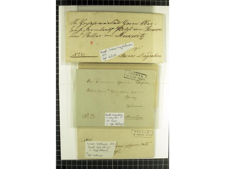 ESTLAND & LIVLAND: 1815/77, 15 Vorphilabriefe, dabei "Post Lenzenhof", teils detailliert beschrieben, gute Erhaltung