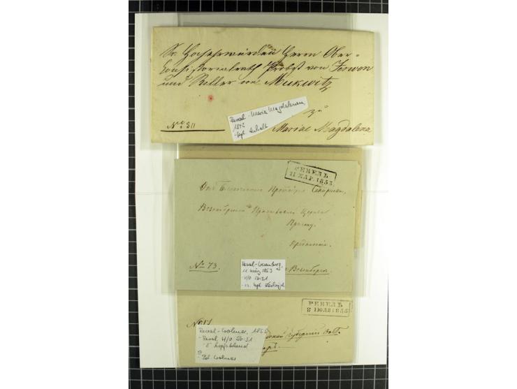ESTLAND & LIVLAND: 1815/77, 15 Vorphilabriefe, dabei "Post Lenzenhof", teils detailliert beschrieben, gute Erhaltung