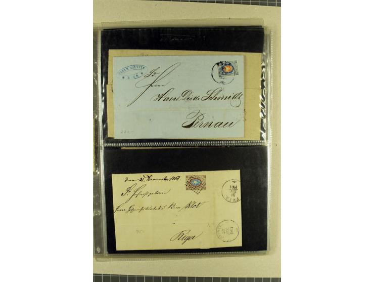 ESTLAND & LIVLAND: 1850/1900, interessante Partie von 20 Briefen, dabei Vorphila, gute Frankaturen, Nachporto, Ganzsachen und
