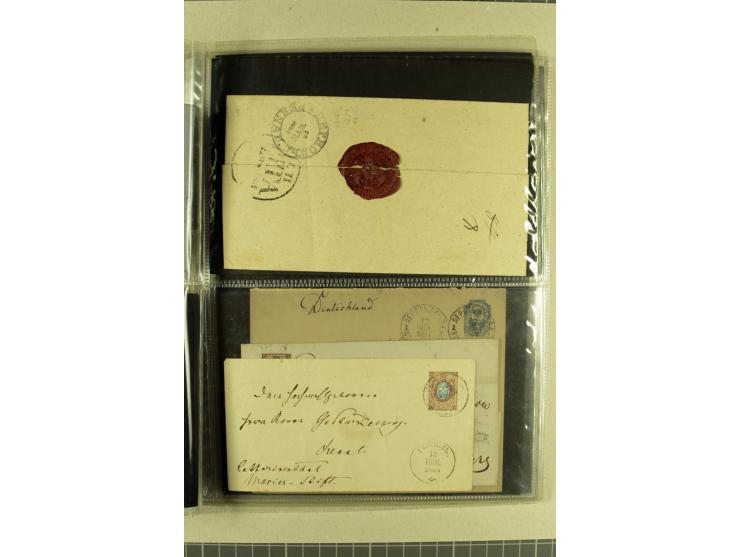ESTLAND & LIVLAND: 1850/1900, interessante Partie von 20 Briefen, dabei Vorphila, gute Frankaturen, Nachporto, Ganzsachen und