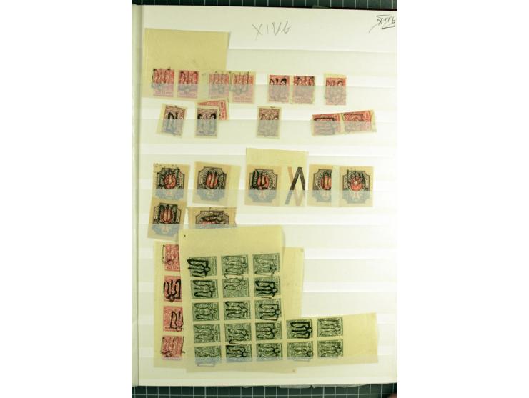 1918, Podilien, umfangreicher Bestand von echten Aufdrucken (dabei einige Nachdrucke u.a. Type 1a), vieles signiert, alles in