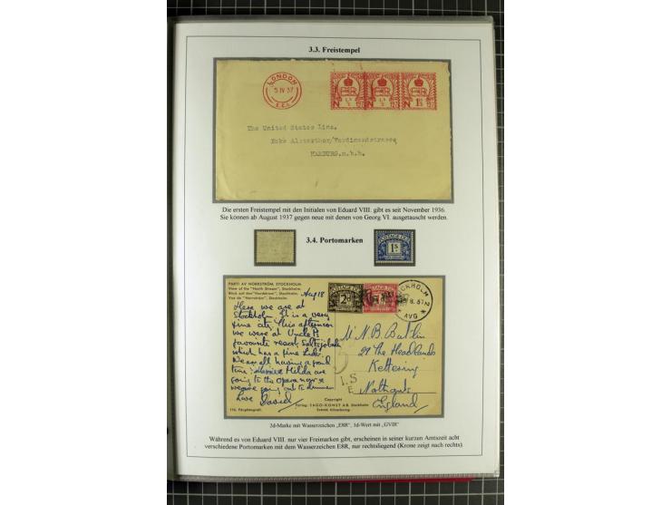 1901/51, "Die Könige im 20. Jahrhundert", überwiegend gestempelte Ausstellungssammlung mit u.a. Mi.-Nr. 118, Briefe, Karten u
