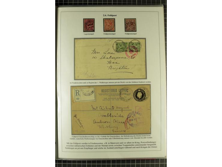 1901/51, "Die Könige im 20. Jahrhundert", überwiegend gestempelte Ausstellungssammlung mit u.a. Mi.-Nr. 118, Briefe, Karten u