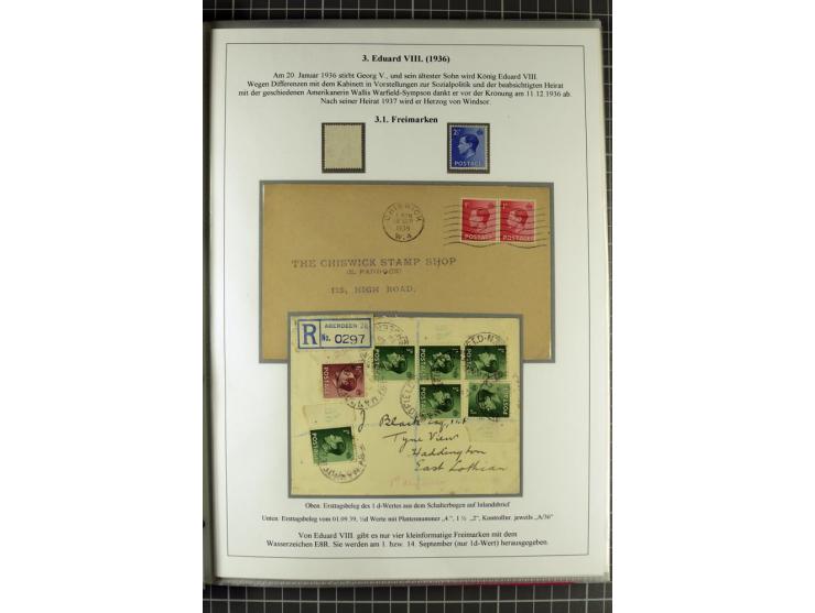 1901/51, "Die Könige im 20. Jahrhundert", überwiegend gestempelte Ausstellungssammlung mit u.a. Mi.-Nr. 118, Briefe, Karten u