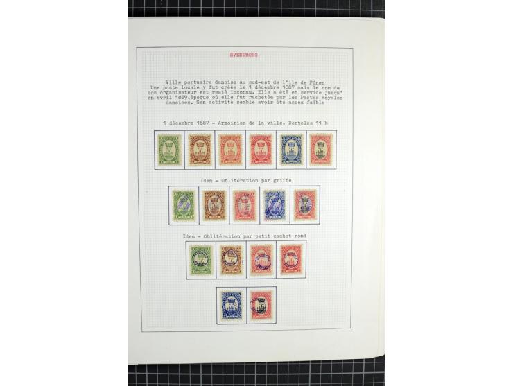 1862/1945, ungebrauchte und gestempelte Sammlung der Stadtpost und Privatpostmarken von Dänemark, Finnland, Norwegen und Schw