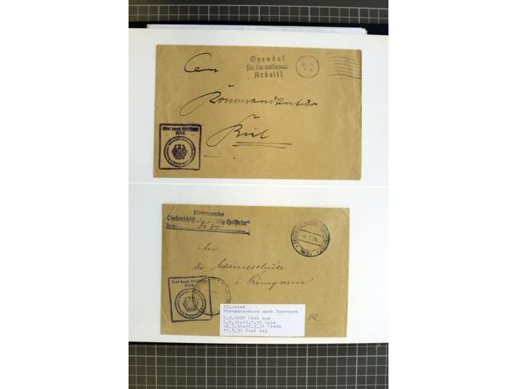 1915/1944, umfangreiche Sammlung "Linienschift Schleswig Holstein" ab 1. WK mit fast 50 Briefen und Karten sowie zusätzlich s