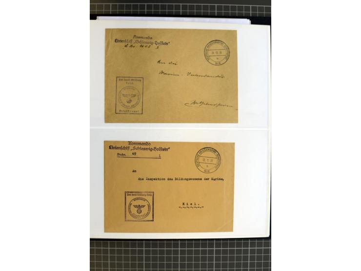 1915/1944, umfangreiche Sammlung "Linienschift Schleswig Holstein" ab 1. WK mit fast 50 Briefen und Karten sowie zusätzlich s