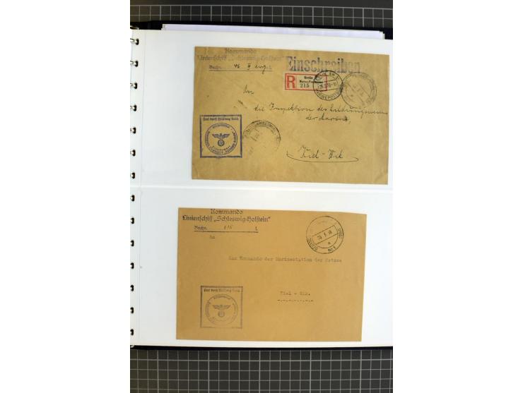 1915/1944, umfangreiche Sammlung "Linienschift Schleswig Holstein" ab 1. WK mit fast 50 Briefen und Karten sowie zusätzlich s