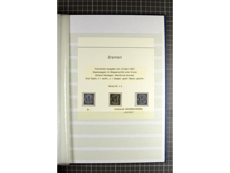 1855/67, umfangreiche und gehaltvolle Sammlung, mit vielen guten Einzelmarken und einigen Einheiten in unterschiedlicher, ins