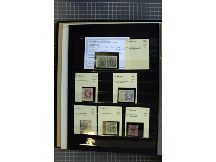 1850/64, überwiegend gestempelte Sammlung mit u.a. Mi.-Nr. 1 Paar, 19a Paar, weitere Einheiten, Randstücke mit Reihenzähler, 