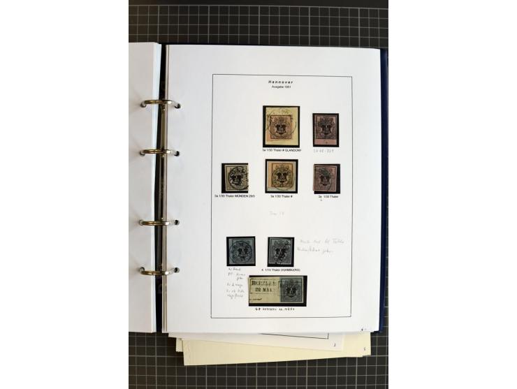 1851/61, reichhaltige gestempelte Sammlung mit schönem Stempelteil auf Mi.-Nr. 1 und 2, dabei viele Randmarken und Bogenecken