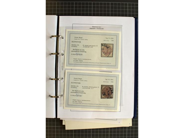 1851/61, reichhaltige gestempelte Sammlung mit schönem Stempelteil auf Mi.-Nr. 1 und 2, dabei viele Randmarken und Bogenecken