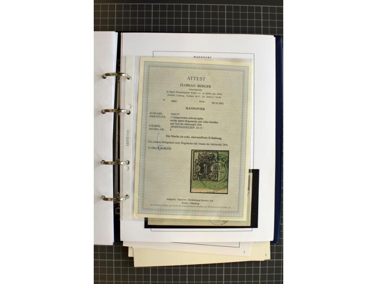 1851/61, reichhaltige gestempelte Sammlung mit schönem Stempelteil auf Mi.-Nr. 1 und 2, dabei viele Randmarken und Bogenecken