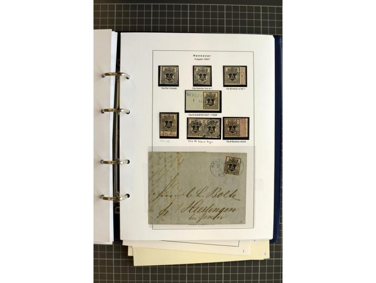 1851/61, reichhaltige gestempelte Sammlung mit schönem Stempelteil auf Mi.-Nr. 1 und 2, dabei viele Randmarken und Bogenecken