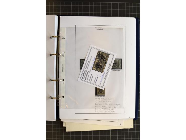 1851/61, reichhaltige gestempelte Sammlung mit schönem Stempelteil auf Mi.-Nr. 1 und 2, dabei viele Randmarken und Bogenecken