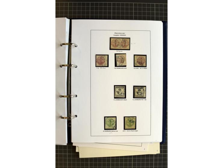 1851/61, reichhaltige gestempelte Sammlung mit schönem Stempelteil auf Mi.-Nr. 1 und 2, dabei viele Randmarken und Bogenecken