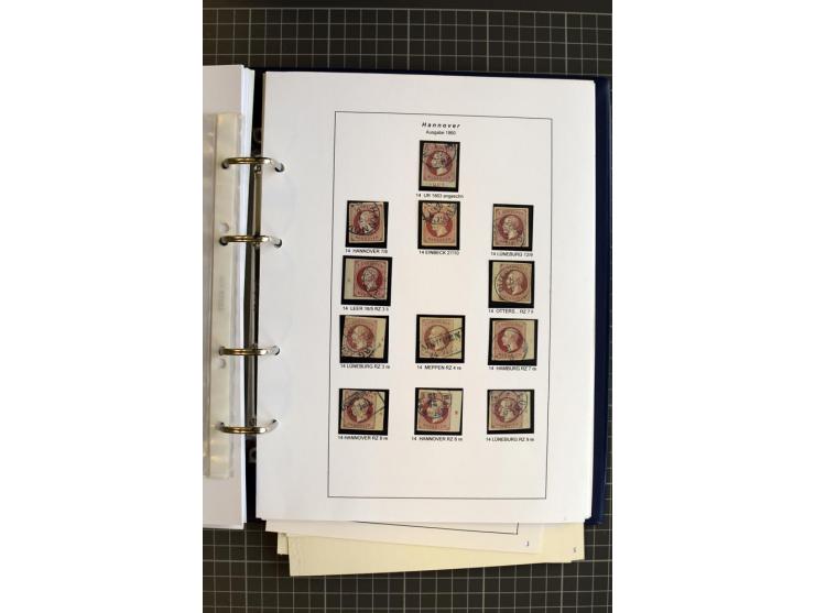 1851/61, reichhaltige gestempelte Sammlung mit schönem Stempelteil auf Mi.-Nr. 1 und 2, dabei viele Randmarken und Bogenecken