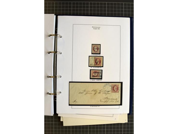 1851/61, reichhaltige gestempelte Sammlung mit schönem Stempelteil auf Mi.-Nr. 1 und 2, dabei viele Randmarken und Bogenecken