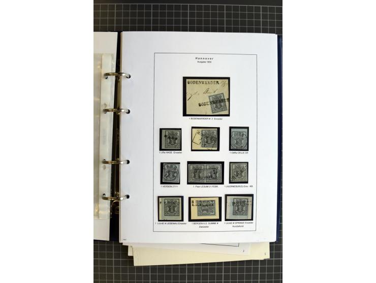 1851/61, reichhaltige gestempelte Sammlung mit schönem Stempelteil auf Mi.-Nr. 1 und 2, dabei viele Randmarken und Bogenecken