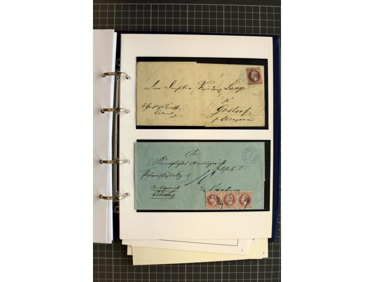 1851/61, reichhaltige gestempelte Sammlung mit schönem Stempelteil auf Mi.-Nr. 1 und 2, dabei viele Randmarken und Bogenecken