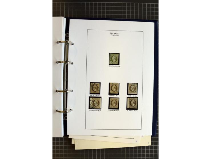 1851/61, reichhaltige gestempelte Sammlung mit schönem Stempelteil auf Mi.-Nr. 1 und 2, dabei viele Randmarken und Bogenecken
