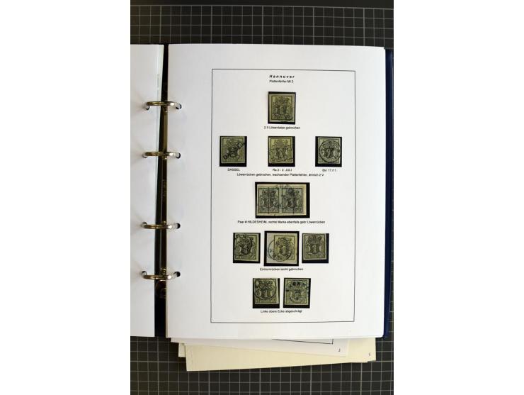 1851/61, reichhaltige gestempelte Sammlung mit schönem Stempelteil auf Mi.-Nr. 1 und 2, dabei viele Randmarken und Bogenecken