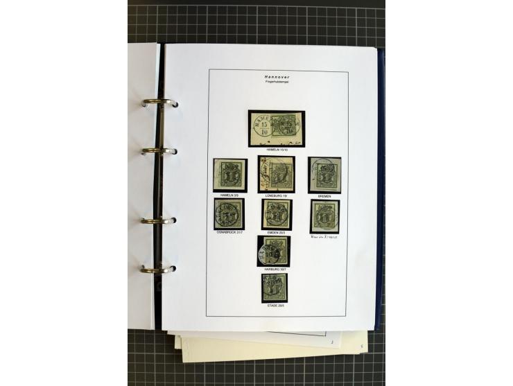 1851/61, reichhaltige gestempelte Sammlung mit schönem Stempelteil auf Mi.-Nr. 1 und 2, dabei viele Randmarken und Bogenecken