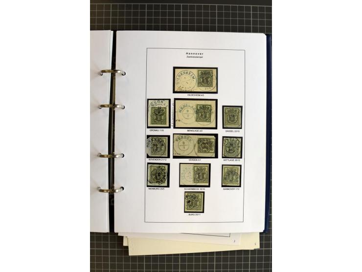 1851/61, reichhaltige gestempelte Sammlung mit schönem Stempelteil auf Mi.-Nr. 1 und 2, dabei viele Randmarken und Bogenecken