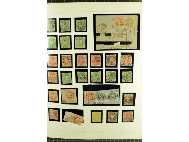 1850/67, ungebrauchte und gestempelte reichhaltige Sammlung, dabei Farbnuancen, Einheiten, Telegrafenmarken, Briefe und Ganzs