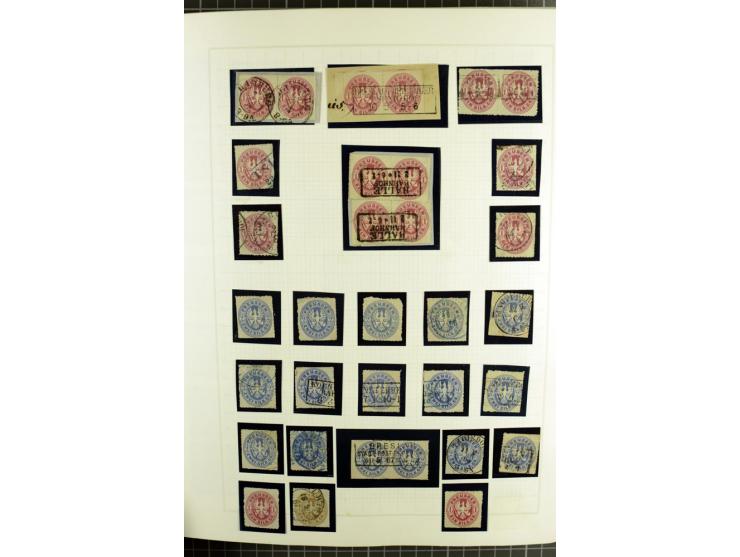 1850/67, ungebrauchte und gestempelte reichhaltige Sammlung, dabei Farbnuancen, Einheiten, Telegrafenmarken, Briefe und Ganzs